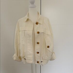 Blank NYC Cream Button-Front Jean Jacket